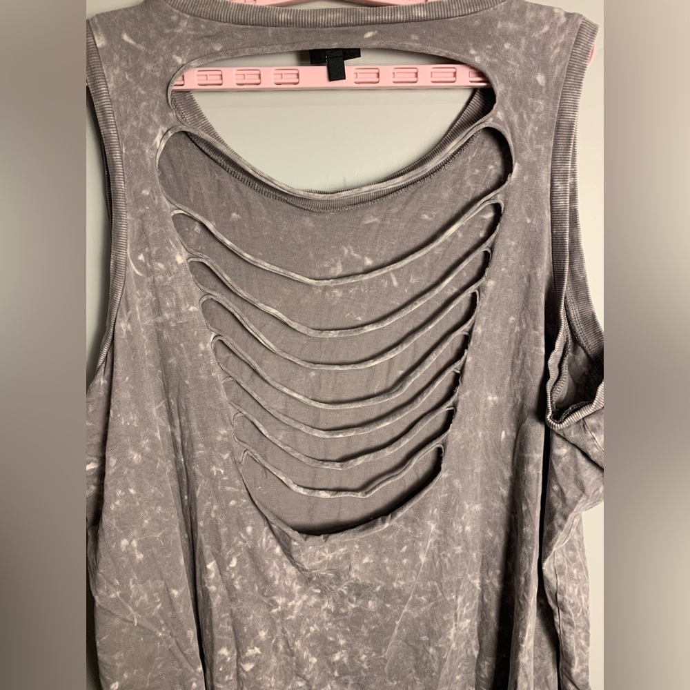 Torrid LoveSick Slashed Back Dress - Cotton Summer Skull Grey Wash - Picture 6 of 12